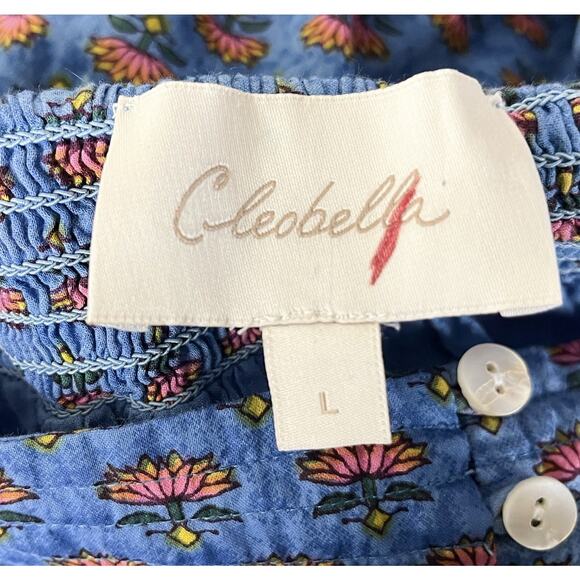 Anthropologie Cleobella India Midi Dress Blue Cotton Lotus Size Large No Belt - Picture 7 of 8